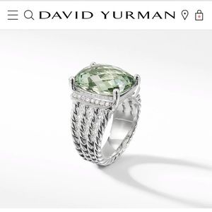 DAVID YURMAN WHEATON RING with Prasiolite and Pave Diamonds, green, size 6